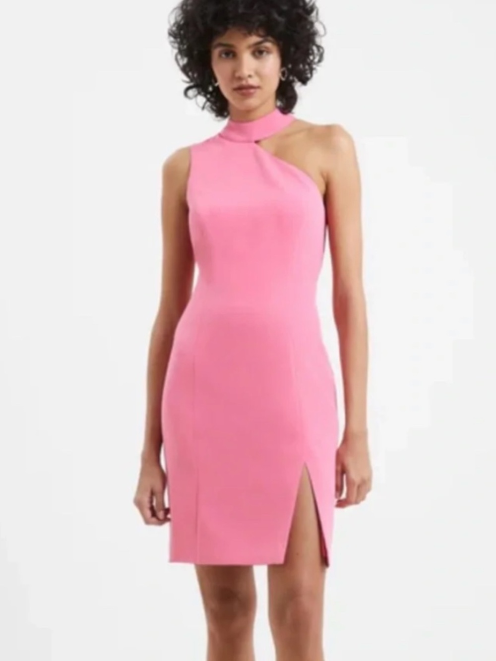 French Connection Echo Crepe One Shoulder Mini Dress in Pink: Size 0